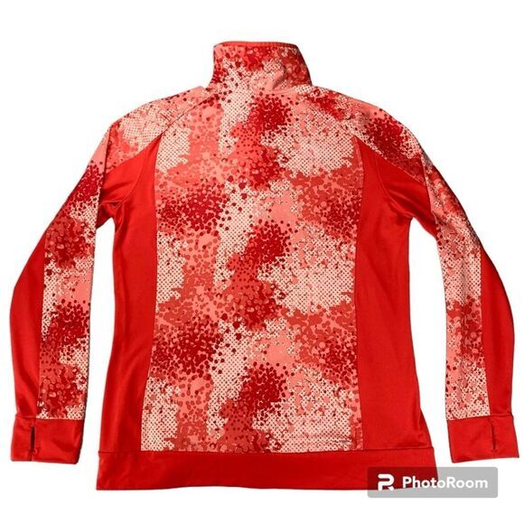 Adidas Golf Polo Shirt Women XL Bright Red Mock Neck Stretch Breathable Athletic - Picture 4 of 11